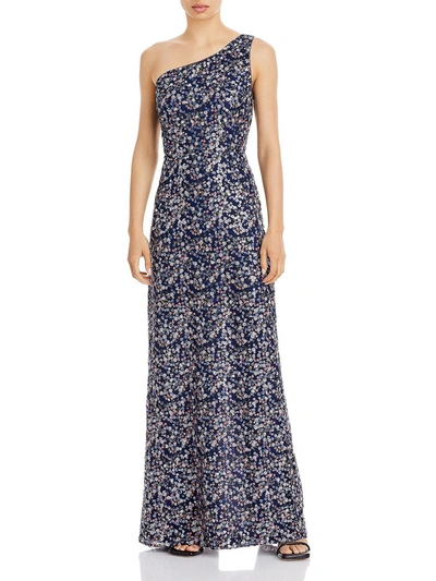 Ramy Brook Olivia Womens Floral Sequined Evening Dress In Blue