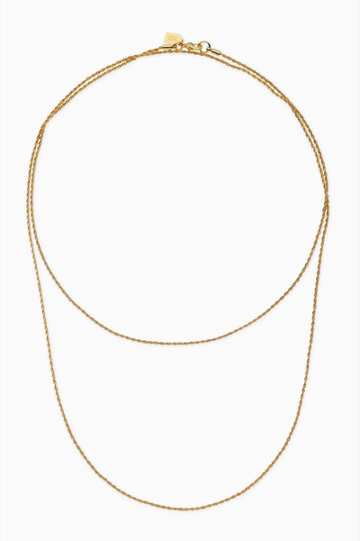 Crystal Haze Double Rope Chain Necklace In Gold