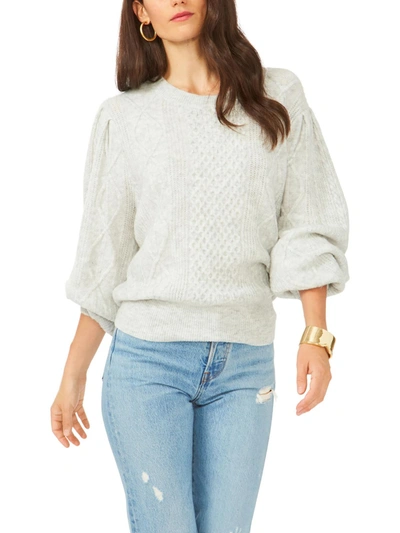 1.state Mixed Knit Crewneck Sweater In Pink Lotus