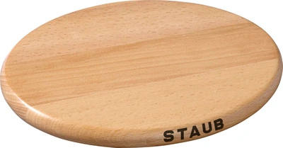 Staub 6" Oval Magnetic Wood Trivet In Natural