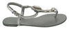 Dolce & Gabbana Silver Crystal Sandals Flip Flops Shoes In Silver