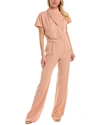 Black Halo Estella Pleated Crossover Turtleneck Jumpsuit In Beige