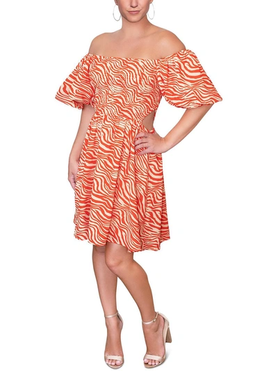 Rachel Rachel Roy Nova Womens Smocked Cut-out Mini Dress In Orange