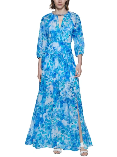 Calvin Klein Womens Chiffon Floral Maxi Dress In Multi