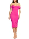 DRESS THE POPULATION BAILEY WOMENS OFF-THE-SHOULDER BONING BODYCON DRESS