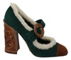 DOLCE & GABBANA Dolce & Gabbana Suede Fur Shearling Mary Jane Women's Shoes