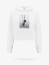 Palm Angels White Cropped Hoodie And Contrasting Print In White