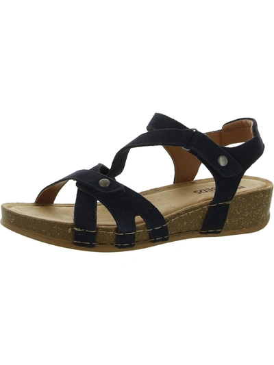 White Mountain Fair Womens Suede Ankle Wedge Sandals In Blue