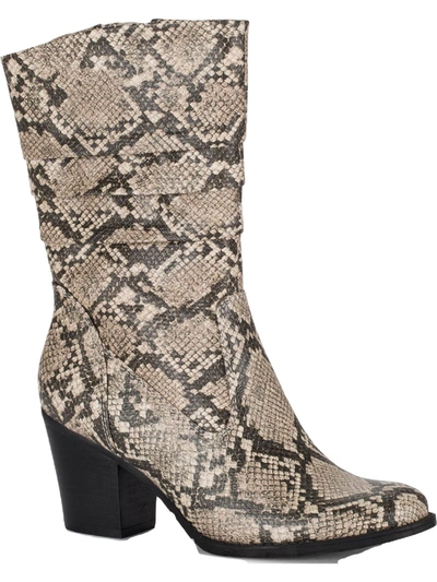Baretraps Lovelace Womens Round Toe Block Heel Mid-calf Boots In Grey