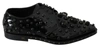 Dolce & Gabbana Black Leather Crystals Dress Broque Shoes In Black