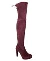Stuart Weitzman Womens Bordeaux Suede Over-the-knee Platform Boot In Blue