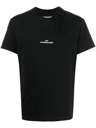 Maison Margiela Black Printed T-shirt In 900 Black /white Emb