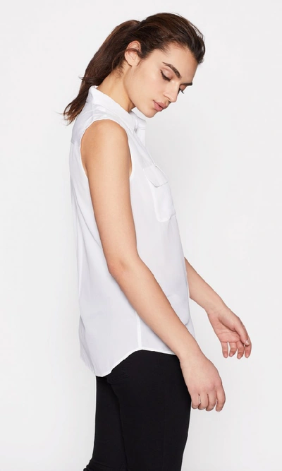 Equipment Sleeveless Slim Signature Silk Shirt In White