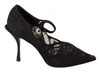 DOLCE & GABBANA Dolce & Gabbana Lace Crystals Heels Mary Jane Pumps Women's Shoes