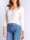Pj Salvage Textured Essentials Ribbed Knit Lounge Top In White
