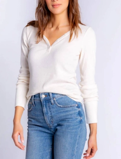 Pj Salvage Textured Essentials Ribbed Knit Lounge Top In Stone
