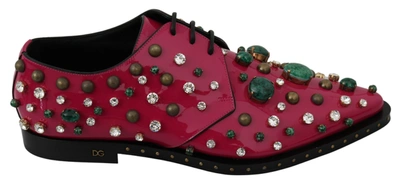 Dolce & Gabbana Pink Leather Crystals Dress Broque Shoes