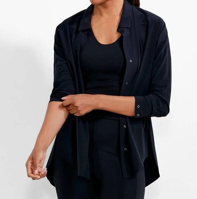 Nic + Zoe Active Tech Stretch Shirt In Black Onyx In Blue