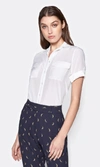 Equipment Short-sleeve Slim Signature Silk Blouse, Bright White In Bright White