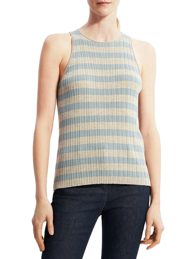 Theory Classic Stripe Wool Knit Tank In Beige