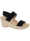 Lifestride Delta Womens Solid Ankle Strap Wedge Sandals In Black