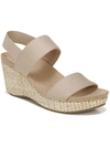 Lifestride Delta Womens Solid Ankle Strap Wedge Sandals In Beige
