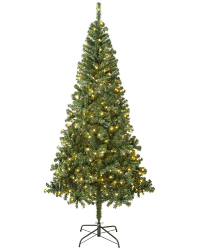 First Traditions 7.5ft Linden Spruce Wrapped Tree With 400 Warm White Led Lights In Green