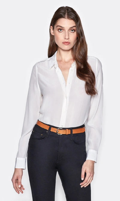 Equipment Essential Pinstriped Washed-silk Shirt In Bright White