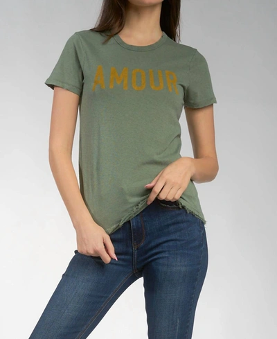 Elan Amour Graphic Linen Top In Olive In Green