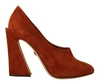 DOLCE & GABBANA Dolce & Gabbana Suede Leather Block Heels Pumps Women's Shoes