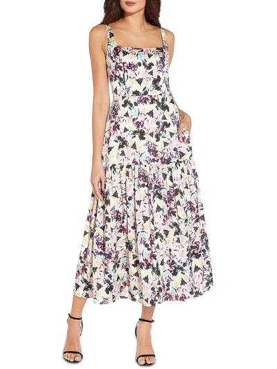 Aidan Mattox Womens Satin Long Maxi Dress In Multi