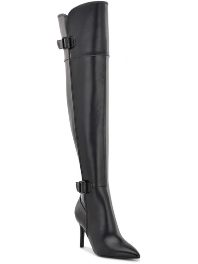 Nine West Flye Womens Faux Leather Buckle Over-the-knee Boots In Black