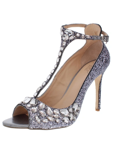 Jewel Badgley Mischka Conroy Womens Glitter Stilettos Dress Sandals In Multi