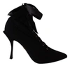 Dolce & Gabbana Black Stretch Short Ankle Boots Shoes In Black