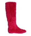 Dolce & Gabbana Pink Lamb Fur Leather Flat Boots Shoes In Pink