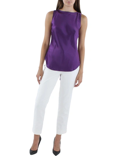 Polo Ralph Lauren Womens Satin Tie Back Pullover Top In Purple