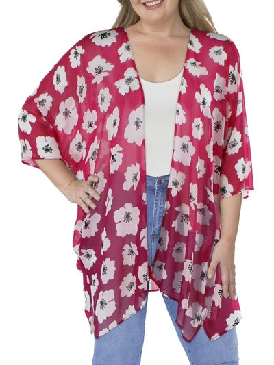 Anne Klein Womens Sheer Duster Kimono In Pink