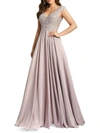 Mac Duggal Metallic Floral Bead-embroidered A-line Gown In Multi
