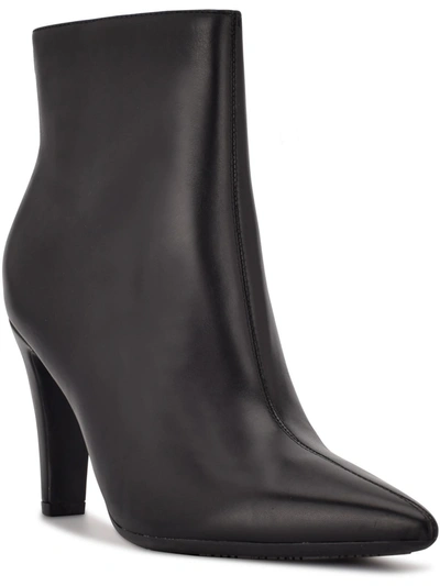 Nine West Cale 9x9 Womens Leather Pointed Toe Ankle Boots In Black
