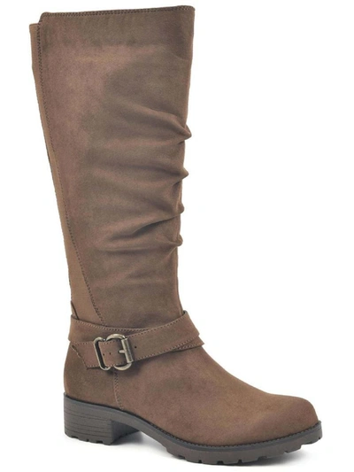 White Mountain Dayna Womens Faux Suede Wide Calf Knee-high Boots In Brown