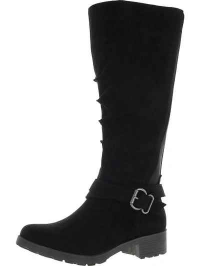White Mountain Dayna Womens Faux Suede Wide Calf Knee-high Boots In Black
