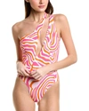 SOLID & STRIPED ISSI ONE-SHOULDER ONE-PIECE IN ABSTRACT ZEBRA PRINT