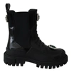 DOLCE & GABBANA Dolce & Gabbana Leather Crystal Combat Women's Boots