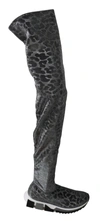 Dolce & Gabbana Gray Leopard High Top Sneakers Booties Shoes In Grey