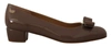 Ferragamo Brown Naplak Calf Leather Pumps In Brown