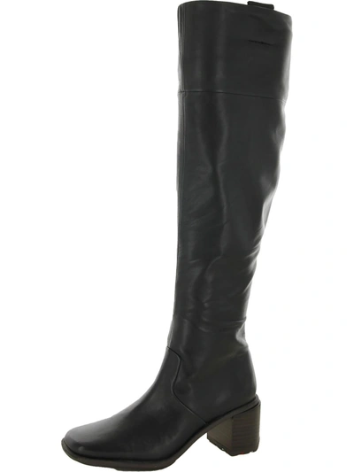 Franco Sarto Battina Womens Leather Block Heel Over-the-knee Boots In Black