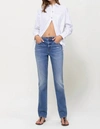 Flying Monkey Simon Mid Rise Raw Hem Skinny Jean In Medium Wash In Multi