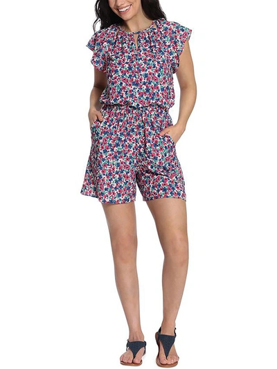London Times Petites Womens Floral Cut-out Romper In Multi