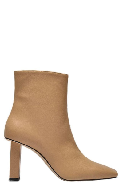 Anny Nord Joan Le Carré Ankle Boots In Light Sand Leather In Beige