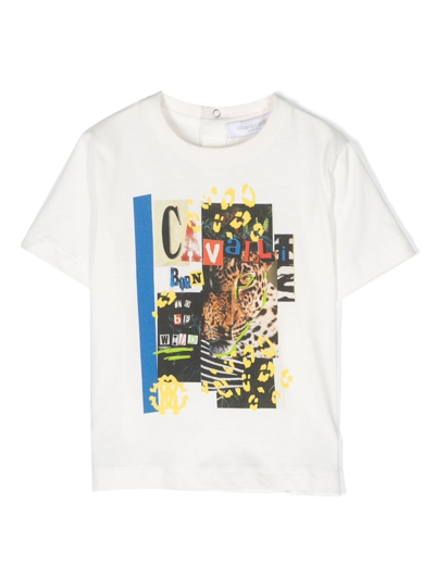 Roberto Cavalli Junior Babies' Collage-print Cotton T-shirt In 00005